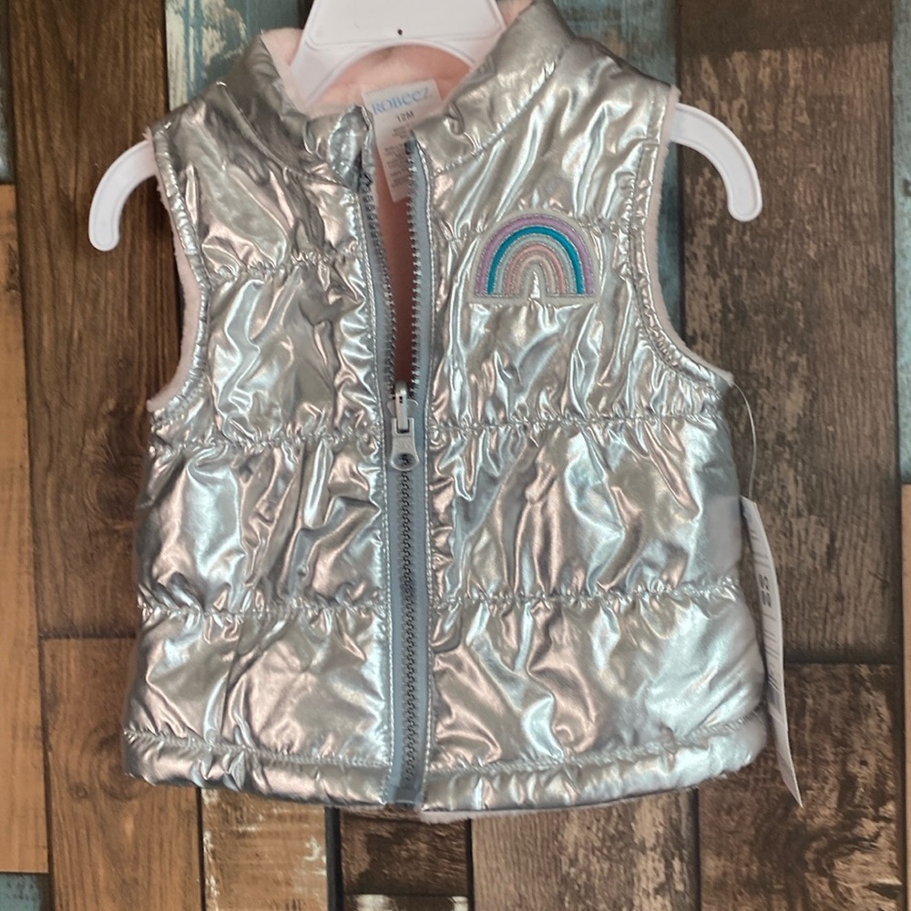 Robeez silver metallic puffer vest reversible